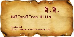 Mészáros Milla névjegykártya